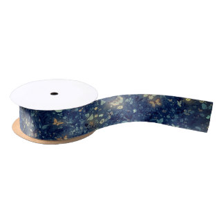 Lunar Glow Midnight Blue Satin Ribbon