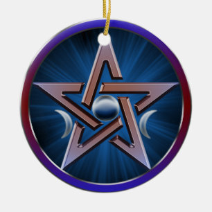 Lunar Goddess Pentagram Ceramic Ornament