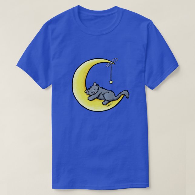 Lunar Love Grey Cat T-Shirt (Design Front)