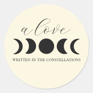 Lunar Luxe Black & Cream Moon Phase Wedding  Classic Round Sticker