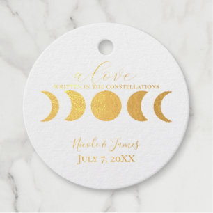 Lunar Luxe Black & Cream Moon Phase Wedding Favour Tags