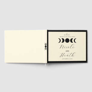 Lunar Luxe Black & Cream Moon Phase Wedding  Guest Book