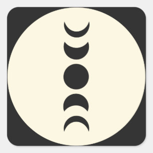 Lunar Luxe Black & Cream Moon Phase Wedding  Square Sticker