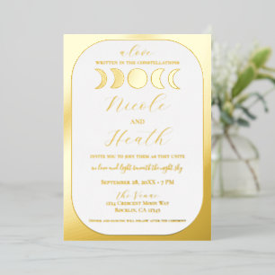 Lunar Luxe Real Gold Foil Moon Phase Wedding 