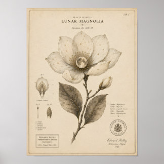 Lunar Magnolia Victorian Botanical Museum Print