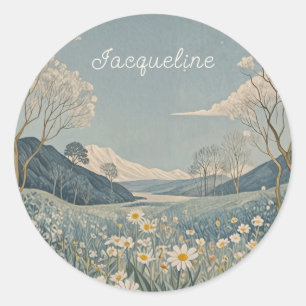 Lunar Meadow Personalised Classic Round Sticker