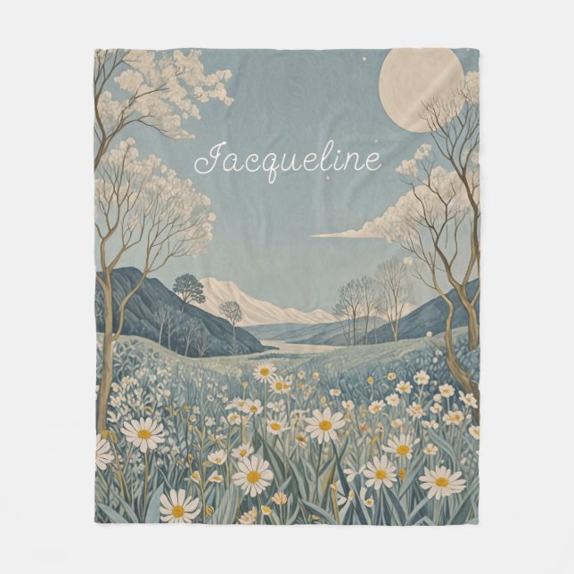 Lunar Meadow Personalized  Fleece Blanket (Front)