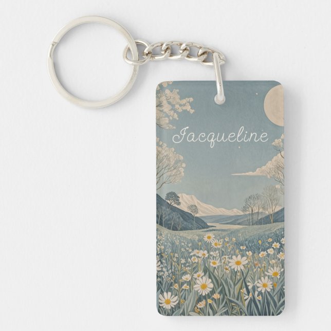 Lunar Meadow Personalized  Key Ring (Front)