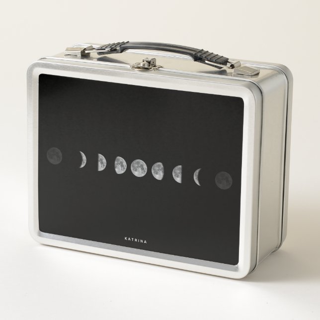 Lunar Moon Phases Celestial Customised Name  Metal Lunch Box (Front)