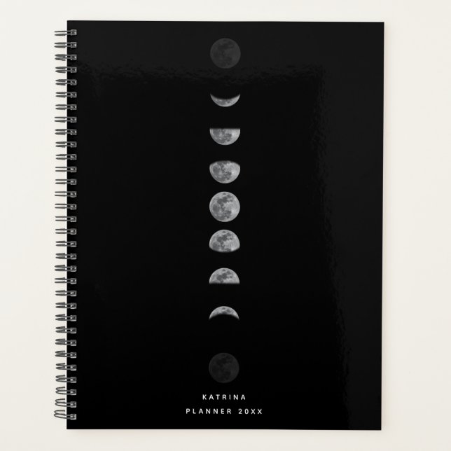 Lunar Moon Phases Celestial Customised Name  Planner (Front)