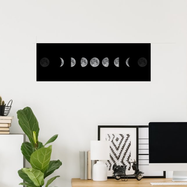 Lunar Moon Phases Celestial Poster (Home Office)