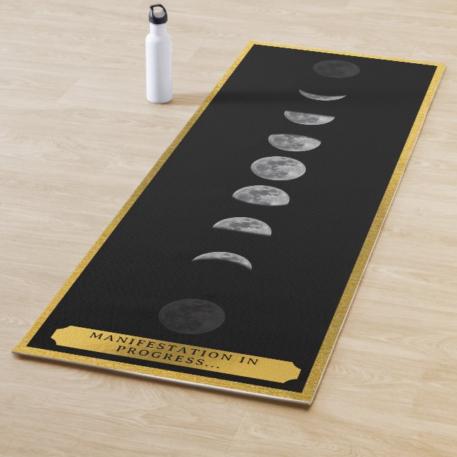 Lunar Moon Phases Studio Black Gold Instructor  Yoga Mat (In Situ)