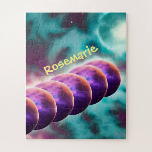 Lunar Moons Times Six in Purple Cosmic Landscape Jigsaw Puzzle