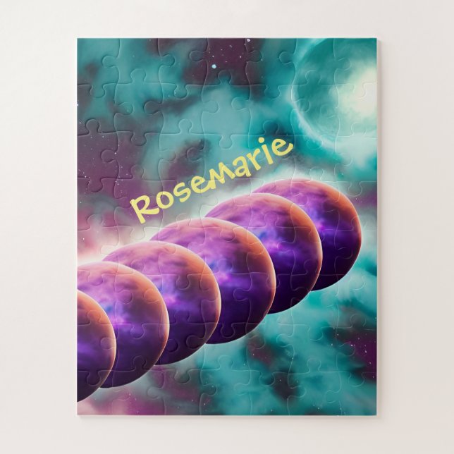 Lunar Moons Times Six in Purple Cosmic Landscape Jigsaw Puzzle (Vertical)