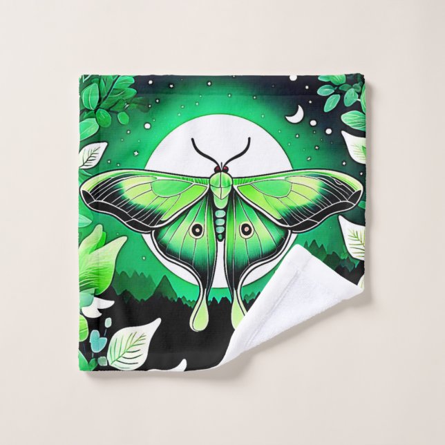 Lunar Moth Night Bath Towel Set (Wash Cloth)