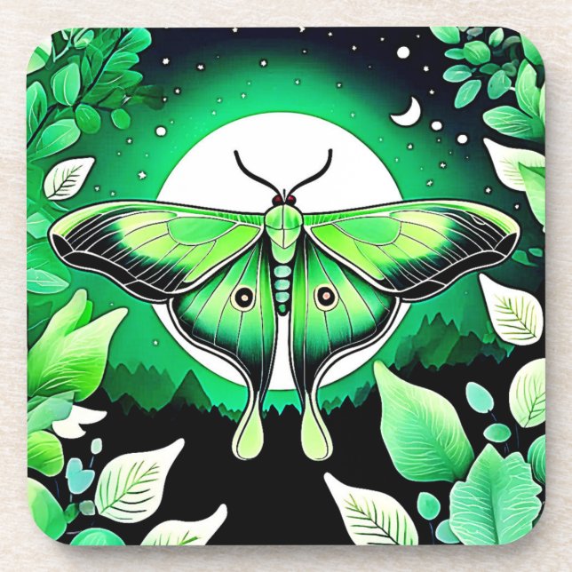 Lunar Moth Night Coaster (Front)