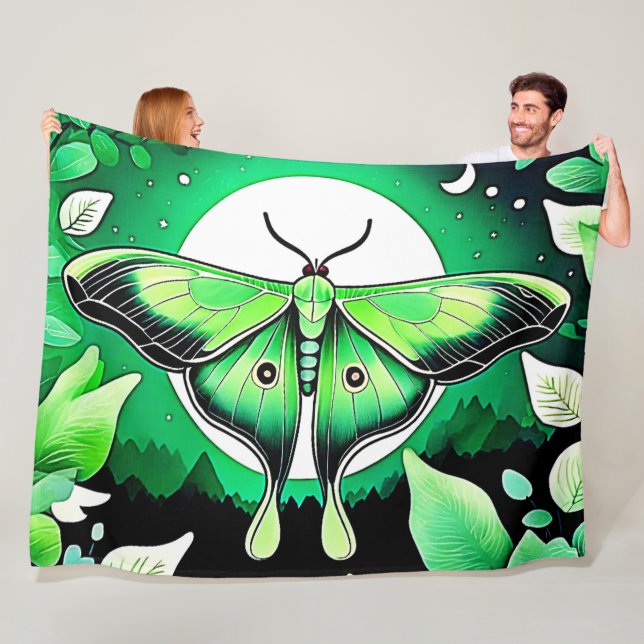 Lunar Moth Night Fleece Blanket (In Situ)
