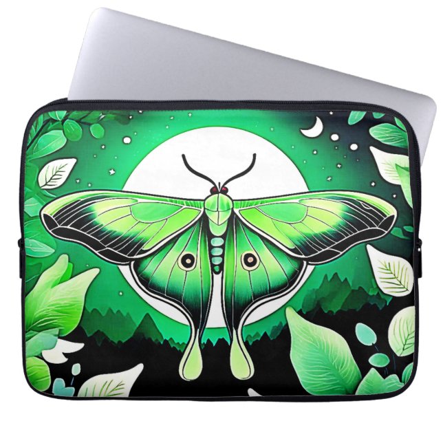 Lunar Moth Night Laptop Sleeve (Front)