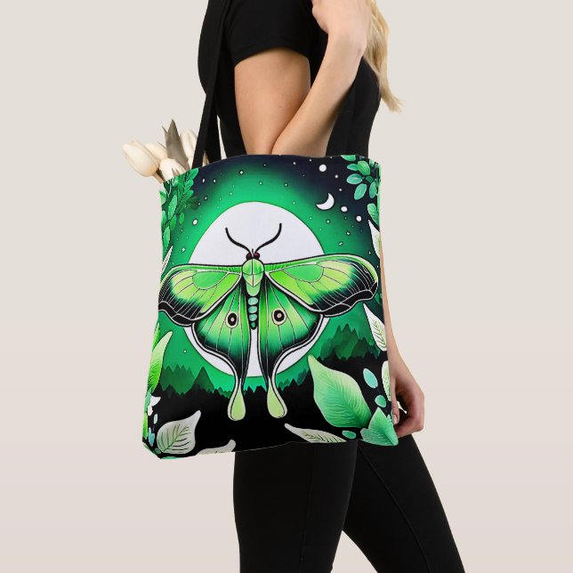 Lunar Moth Night Tote Bag (Close Up)