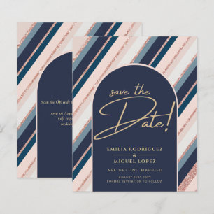 Lunar Navy Blue Blush Pink Rose Gold Wedding