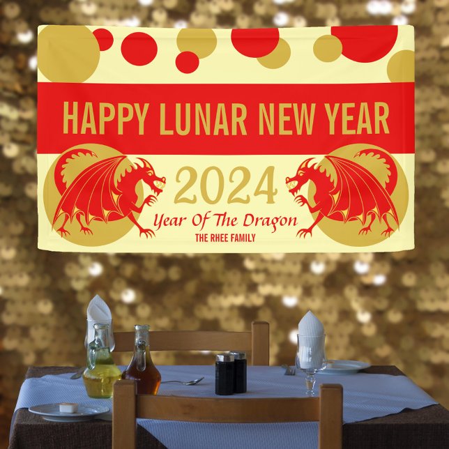 Lunar New Year 2024 Red Dragon Cute Party Welcome Banner (Creator Uploaded)