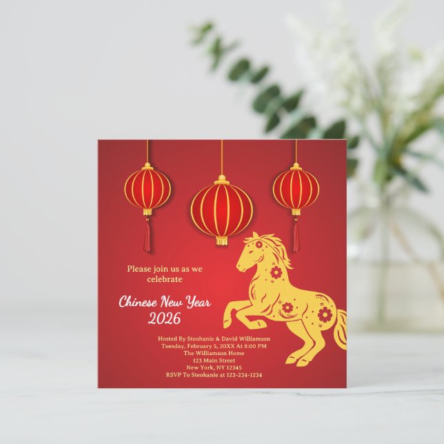 Lunar New Year 2026 | Year of the Horse Invitation (Standing Front)