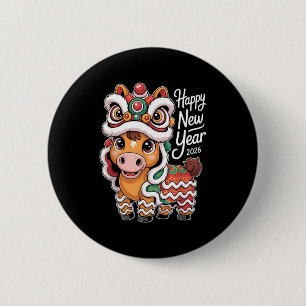 Lunar New Year 2026 Year Of The Horse Lucky Zodiac 6 Cm Round Badge