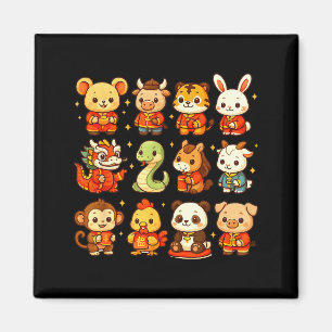 Lunar New Year Cute Animals 12 Chinese Zodiac Sign Magnet