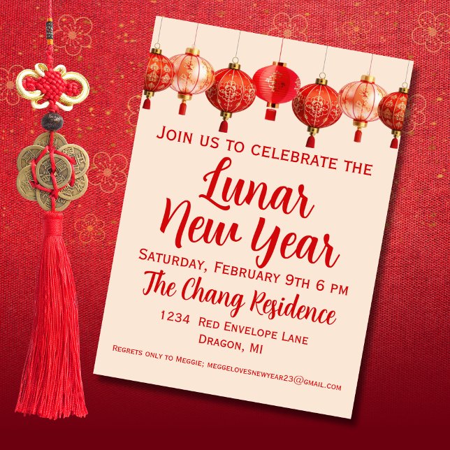 Lunar New Year Lantern Chinese New Year Invitation (Creator Uploaded)