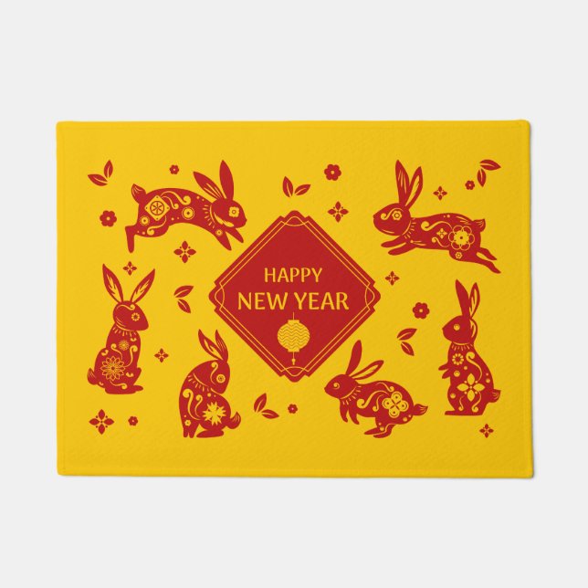 Lunar New Year Of Rabbit 2023 Zodiac Animal  Doormat (Front)