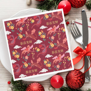 Lunar new year of the dragon red  napkin