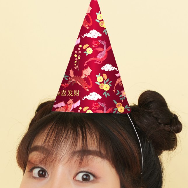 Lunar new year of the dragon red Party Hat (Lunar new year of the dragon red Party Hat)