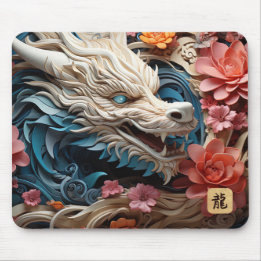 Lunar New Year of the Dragon | White Dragon Mouse Pad