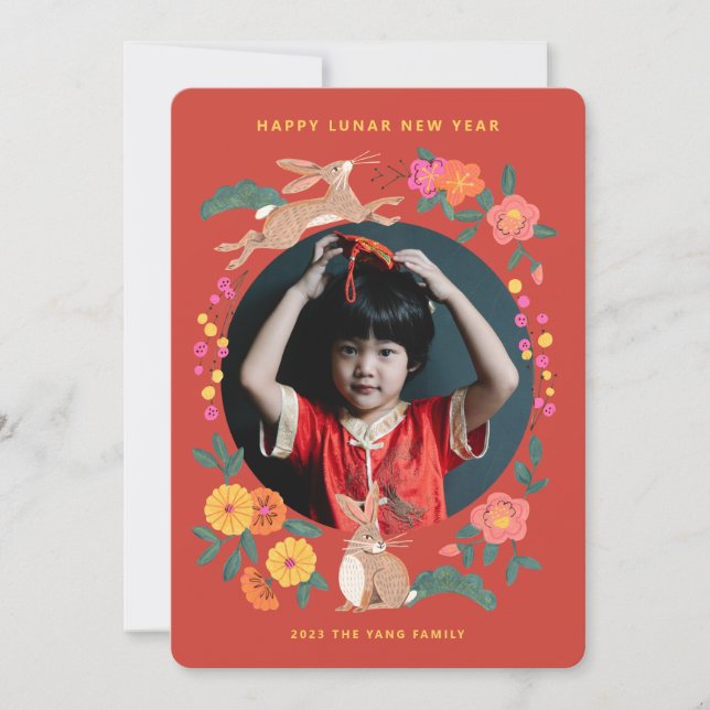 Lunar new year of the rabbit photo holiday card (Front)
