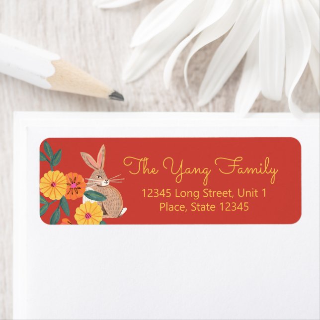 Lunar new year of the rabbit return address label (Insitu)