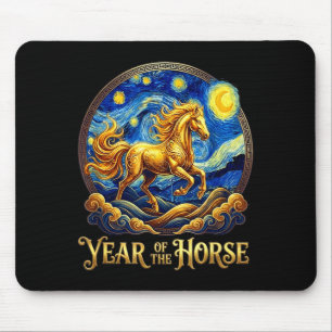 Lunar new year the horse year chinese zodiac fire mouse pad