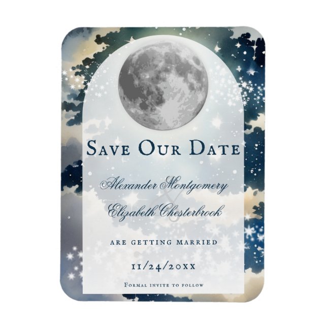 Lunar Night Sky Save the Date Magnet (Vertical)