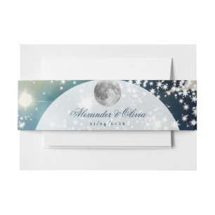 Lunar Night Sky Wedding Invitation Belly Band