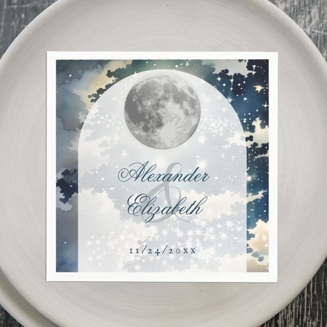 Lunar Night Sky Wedding Napkin (Lunar Night Sky Wedding Napkins)