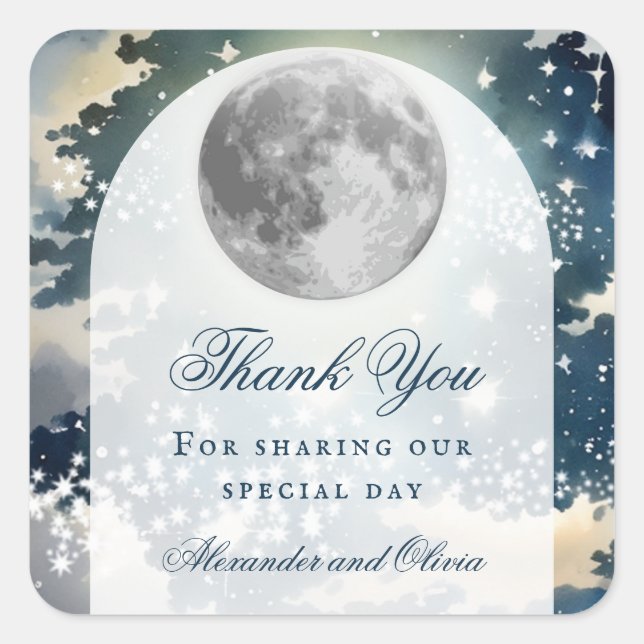 Lunar Night Sky Wedding Square Sticker (Front)
