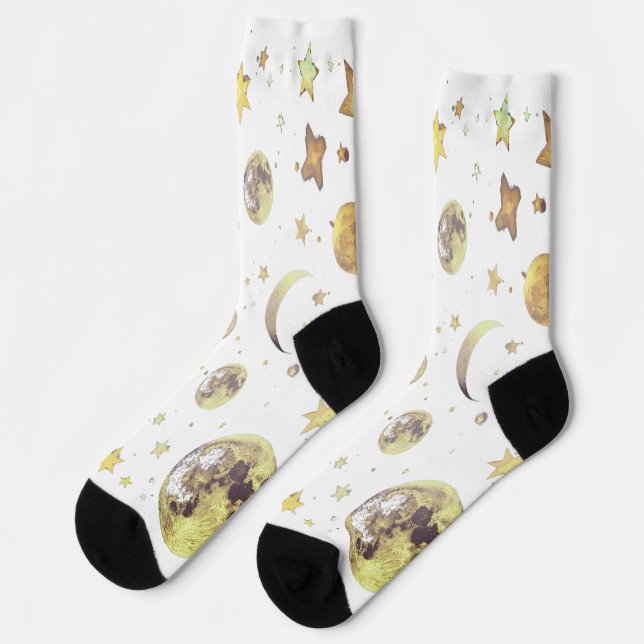 Lunar Pattern Socks – Cosy Cosmic Design (Left)