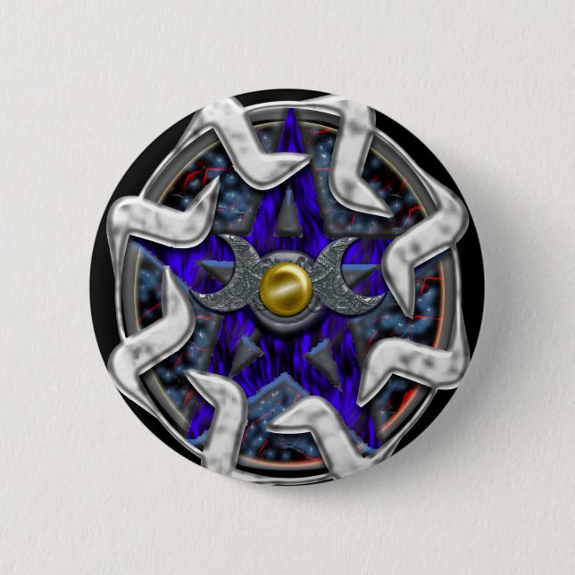 lunar pentacle 6 cm round badge (Front)