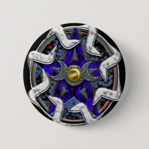 lunar pentacle 6 cm round badge