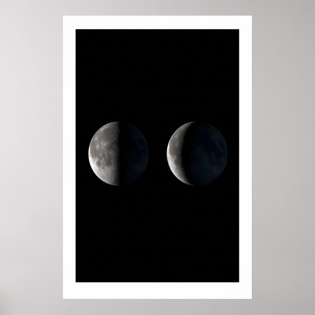 Lunar Phases Art Print Triptych Scandinavian Moon (Front)