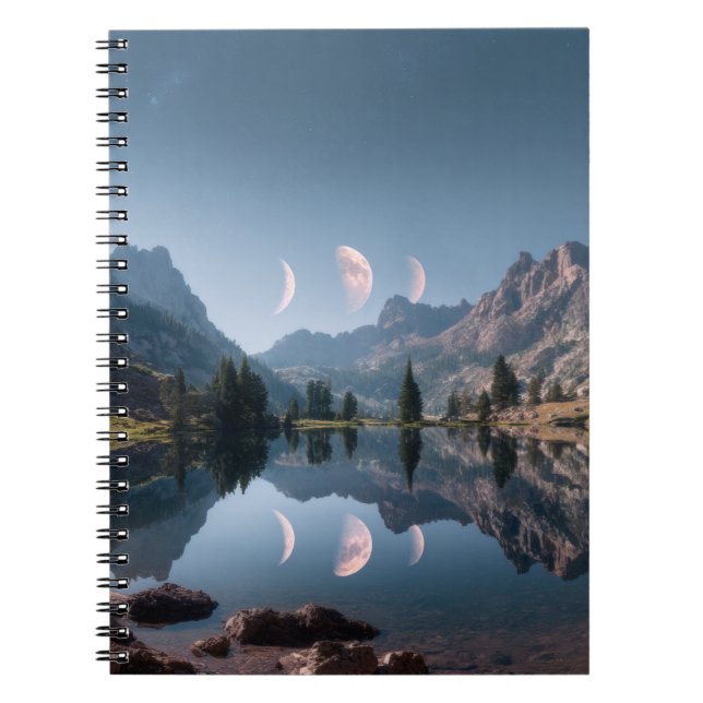Lunar Phases Mountain Lake Notebook (Front)