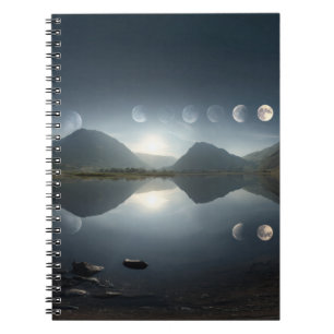 Lunar Phases Mountain Reflection Notebook