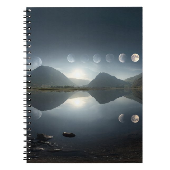 Lunar Phases Mountain Reflection Notebook (Front)
