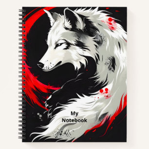 Lunar Red White Wolf Notebook