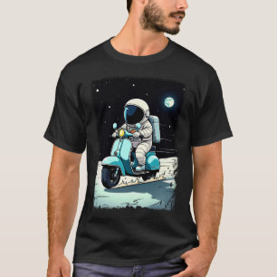LUNAR SCOOTERIST - Fun 2D Cartoon of an Astronaut  T-Shirt