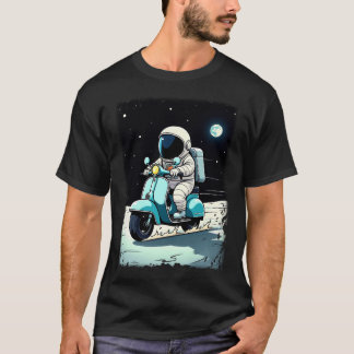 LUNAR SCOOTERIST - Fun 2D Cartoon of an Astronaut T-Shirt